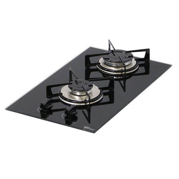 Cooktop 2 Bocas a Gás com Acendimento Automático Vidro Preto Bivolt Fischer