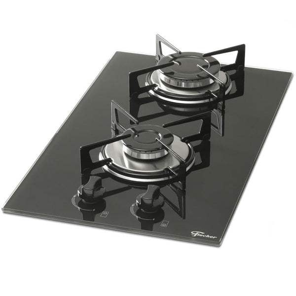 Cooktop 2 Bocas a Gás com Acendimento Automático Vidro Preto Bivolt Fischer